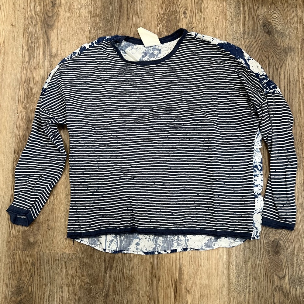Striped Navy and White Women's Short Sleeve Top